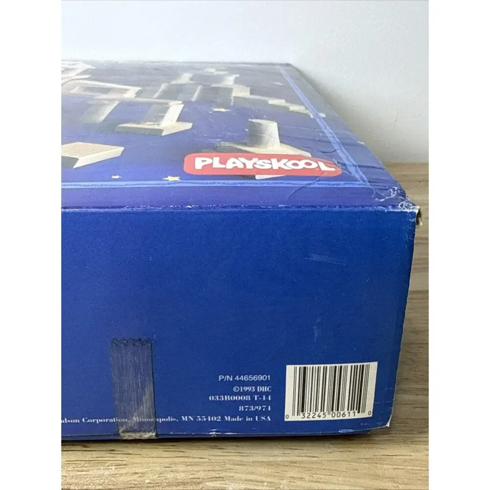 1993 Playskool 110 Piece Natural Wood Block Set Complete NOS Sealed